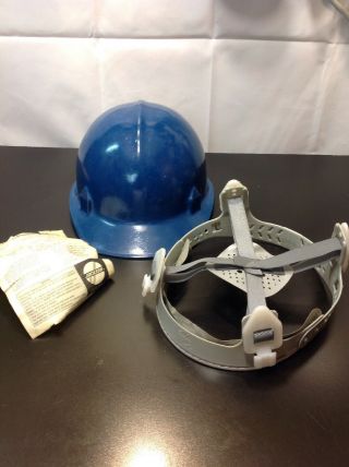 Vintage Jackson Products Fiberglass Blue Hard Hat Helmet