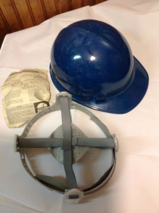 Vintage JACKSON Products Fiberglass Blue Hard Hat Helmet 2