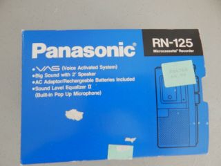 Panasonic Micro Cassette Recorder Rn - 125 Voice Activation Vintage