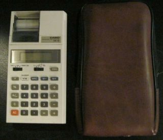 Vintage Casio Hr - 10 Printing Calculator With Brown Case