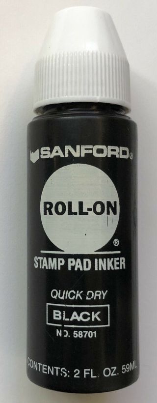 Vintage Sanford Roll - On Stamp Pad Inker Quick Dry Black No.  58701 Usa Made
