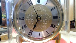Vintage Linden Anniversary Clock - - 24 Lead Crystal – Made In Germany - Glass Dome