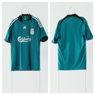 Vintage Mens Adidas Liverpool Jersey T Shirt Green Third 2008 - 2009 Size M