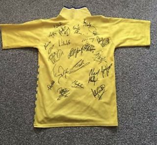 Vintage Retro Leeds United Football Squad Signed Shirt - Memorabilia Admiral