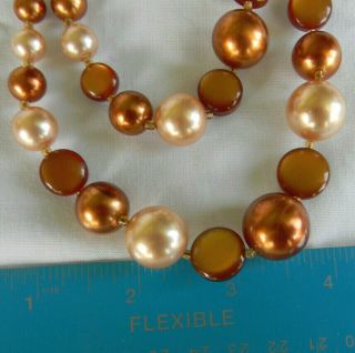 Vintage 1960 ' s 2 strand Necklace Glowing Brown Beads Marked JAPAN 3