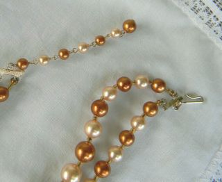Vintage 1960 ' s 2 strand Necklace Glowing Brown Beads Marked JAPAN 5
