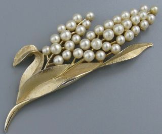 High End Vintage Jewelry Signed Crown Trifari Flower Brooch Pin Rhinestone Lotb1