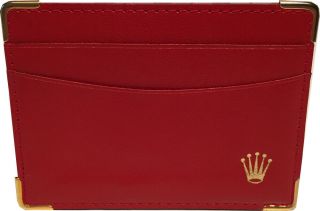 Authentic Vintage Rolex Red Leather Card Holder Wallet 0101.  60.  34