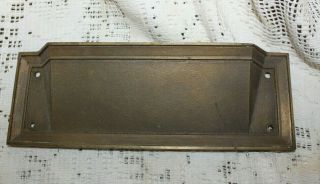 Vintage Brass Mail Drop Slot Plate Flap Patina 8 " X 2.  75 "