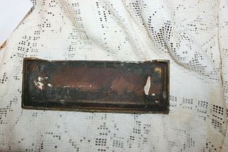 Vintage Brass Mail Drop Slot Plate Flap patina 8 