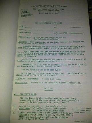 Vintage Scientology Era Dianetics Internship Course Pack L.  Ron Hubbard 1978 2