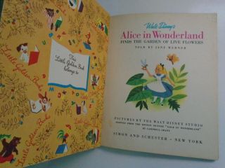 Walt Disney ' s Alice in Wonderland,  Little Golden Book,  LGB,  1st (A) Edition 1951 3