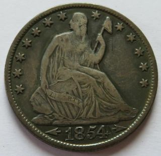 1854 - O Seated Liberty Silver Half Dollar,  Vintage 50c Coin (161937j)