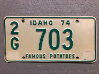 Vintage 1974 Idaho License Plate Embossed Famous Potatoes