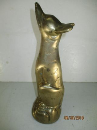 Vintage Solid Brass Wolf/fox Figurine Statue " Howling At The Moon " 11 - 1/8 " Tall