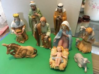 Vintage Homco 9 Piece Nativity Set Joseph,  Mary,  Jesus Shepherd,  Kings 5599