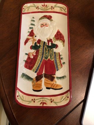 Vintage Fitz And Floyd Santas Forest Friends Christmas Dish - 11 1/2