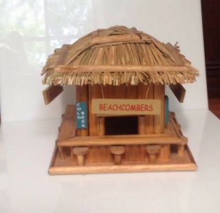 Vintage Tiki Bar Bamboo,  Thatch,  Wood,  Miniature Art Tropical Patio Tiki Decor