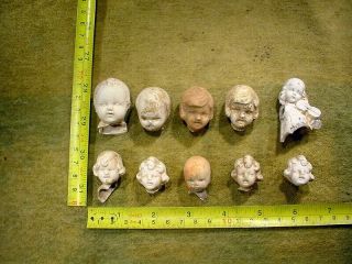 10 X Excavated Vintage Pipe Clay Doll Head For Mixed Media Altered Art 13050