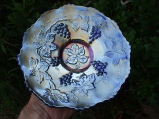 Carnival Glass.  Fenton 7 3/4 " Vintage Pattern Plate In Blue.