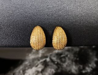 Classic Vintage Jewellery Gold - Tone Clip On Earrings By Trifari 1960s