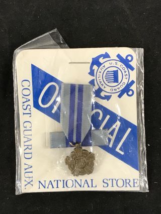 Vintage United States Coast Guard Auxiliary Medal And Bar - Full Size -