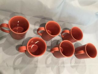 Vtg Set of 6 Corning Ware Corelle Coral Pink Salmon Coffee Cups Mugs USA 2