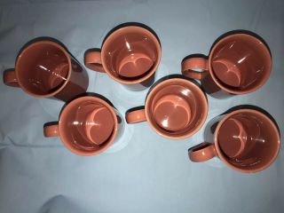 Vtg Set of 6 Corning Ware Corelle Coral Pink Salmon Coffee Cups Mugs USA 3
