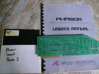 Applied Engineering Phasor Apple II 2 IIe IIgs Sound Card w/Software &Man 7