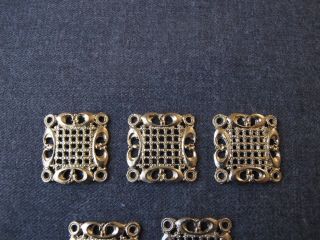 5 VINTAGE FILIGREE GOLDEN METAL SQUARE LINKS FINDINGS JEWELRY MAKING x2 2