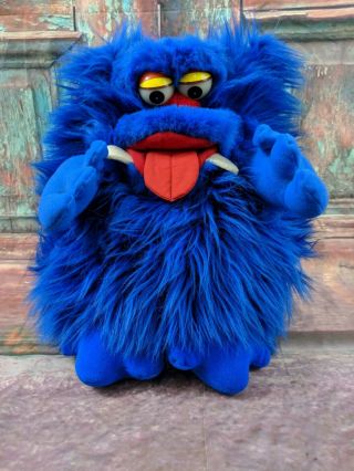 Yangjee Vtg Furbles Blue Monster Pet Puppet Glow Eyes 1980s Korea 15 " Full Body