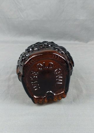 Vintage Brown Amber Glass Wise Old Owl Piggy Bank Libby VTG 2