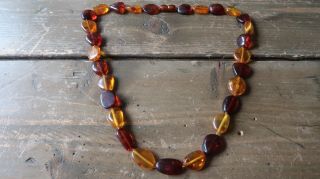 Vintage Polished Baltic Amber Bead Necklace 20.  5 " X 8mm