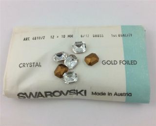 72 Vintage Swarovski Art 4610/2 Gold Foiled Crystal Octagon Stones Size 12x10 Mm
