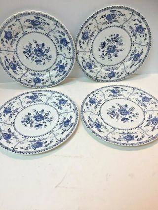 Set Of 4 Vintage Johnson Brothers Indies Blue 10 " Dinner Plates