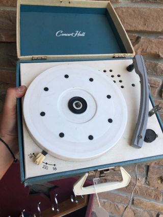 Vintage Concert Hall Portable Record Player Phono White & Blue 33/45