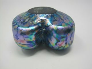 LOVELY VINTAGE GLASS HEART SHAPED PAPERWEIGHT SIGNED EICKHOLT 2003 6