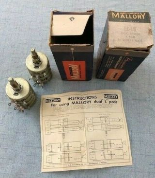 2 Vintage Mallory Ll16 Dual Stereo 16 Ohm 15 Watt L - Pad Nos