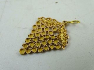 Vintage 14k Solid Yellow Gold Grape Cluster Charm Bracelet Pendant 2 Grams Old