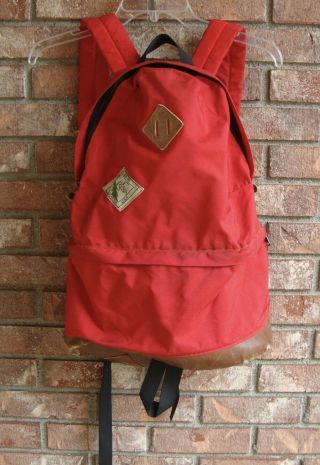 Vintage Rei Daypack Red With Leather Bottom - Metal Strap Adjustments