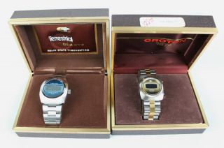 (2) Vintage Croton Led Watches W/ Box,  38mm,  32mm,  Nos,  Parts