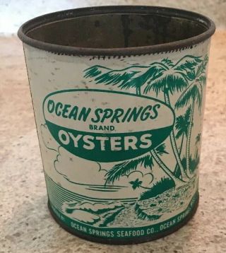 Vintage Ocean Springs Brand Oysters Can Packed By Ocean Springs Seafood Co.