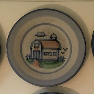 Vtg M.  A.  Hadley Pottery 9 " Luncheon Plate Barn