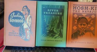 3 Vtg Cadmus Books For Children - Indian Boyhood,  River Treasure,  & Hosh - Ki