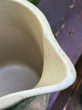 Vintage Salt Glaze Yellow Ware Stoneware Green Water Pitcher Grazing Cows 8 