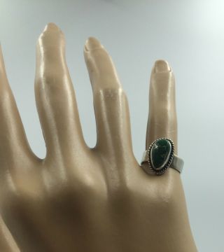 Vintage Native American Off - Shape Green Turquoise Ring Size 5 Signed 