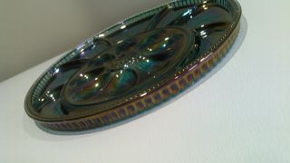1 - Vintage Indiana Blue Carnival Glass Deviled Egg & Relish Tray Plate