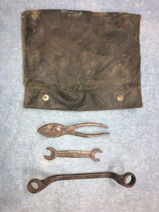 Vintage Ford Model T A Tool Kit Bag Wrench Pliers Accessory Stamped