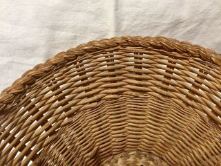 Vintage Oval Willow Wicker handmade Basket.  Basket weave woven handle. 5