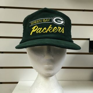 Vintage Green Bay Packers Corduroy Snapback Hat Adjustable 1980s 90s